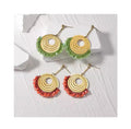 Fine Handmade Beaded Earrings Bohemian 24K Gold Stainless Steel Multilayer Big Circle Hoop Earrings for Women Jewelry