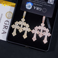 Tester Verified Hip Hop Jewelry Solid 925 Silver Gold Plated Iced Out Custom Triple Cross Baguette Moissanite Hip Hop Pendant