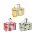 New Lattice Printed Flower Large Capacity Insulated Picnic Lunch Box Tote Aluminium Foil Collapsible Cooler Bags