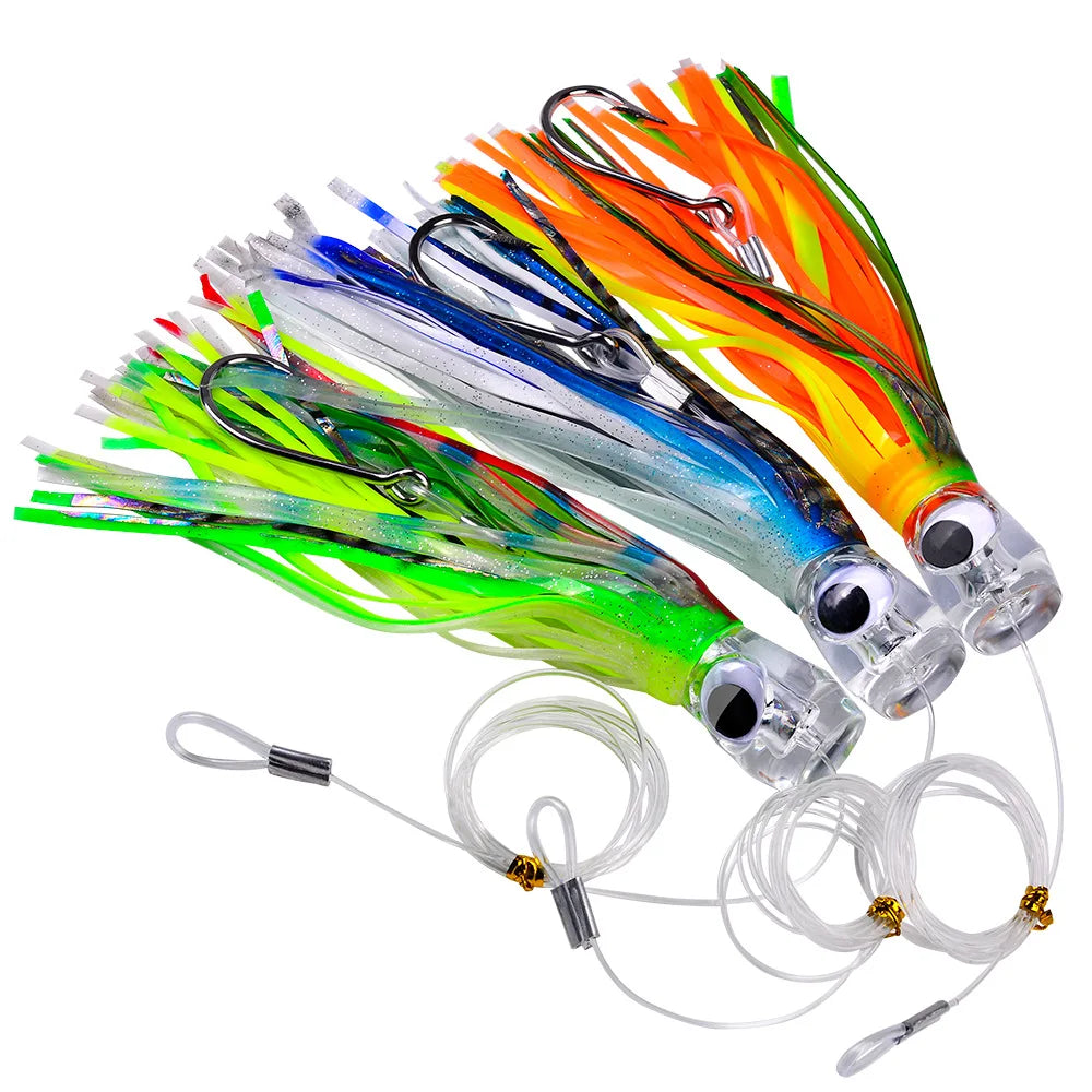Sea Boat Fishing Trolling Octopus Squid Skirt Bait 96g 23cm Resin Bionic Soft Lure With 8/0# Hook Wholesale