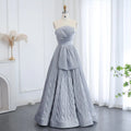 Custom Made Dubai Gray Geometry Patterns Satin Evening Dress for Women Elegant Arabic Wedding Party Gowns Sf039