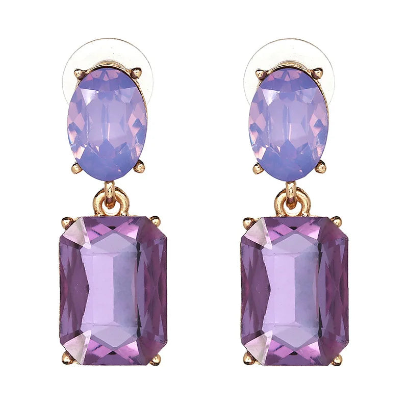 SC Fashion Gold Plated Statement Earrings Classic Geometric Diamond Earrings Jewelry Colorful Glass Crystal Earrings for Women