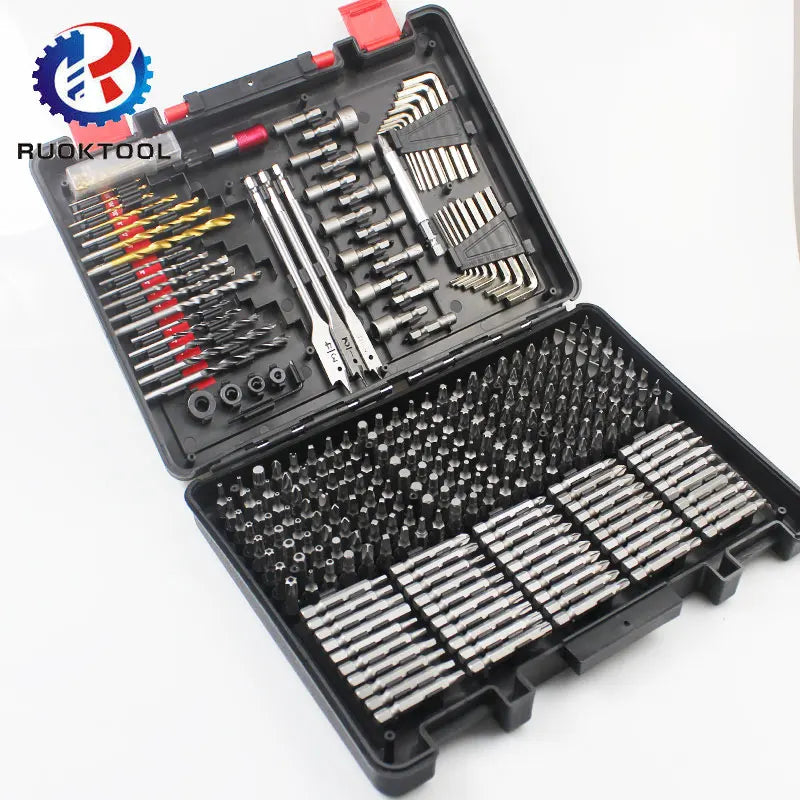 318pcs Hss Twist Drill Bit Set Combination Kit Wood Flat Wood Brad Point Drill Masonry Drill Nut Driver Screwdriver Bit Set