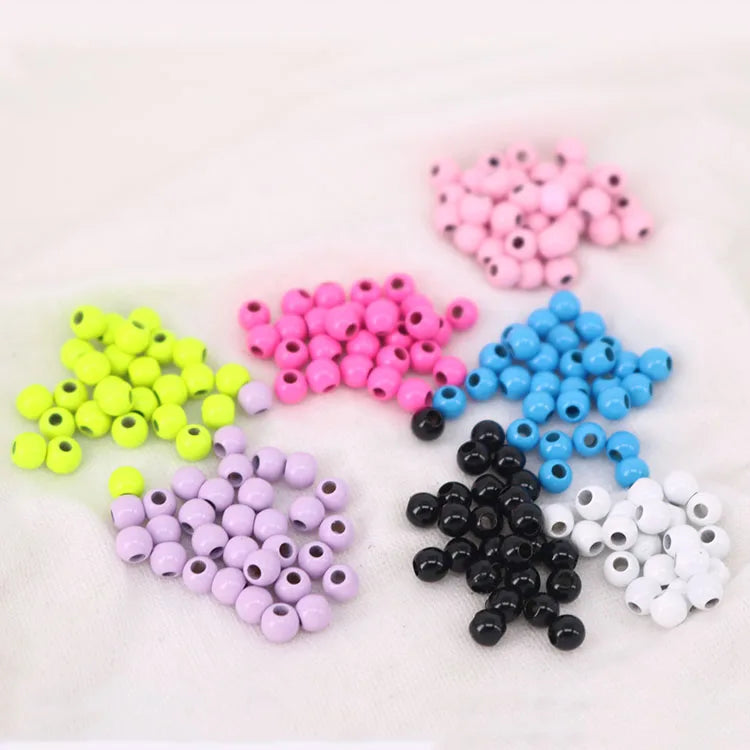 JS1647  4mm Small Little Enamel Rainbow Multicolored Brass Metal Round Jewelry Beads