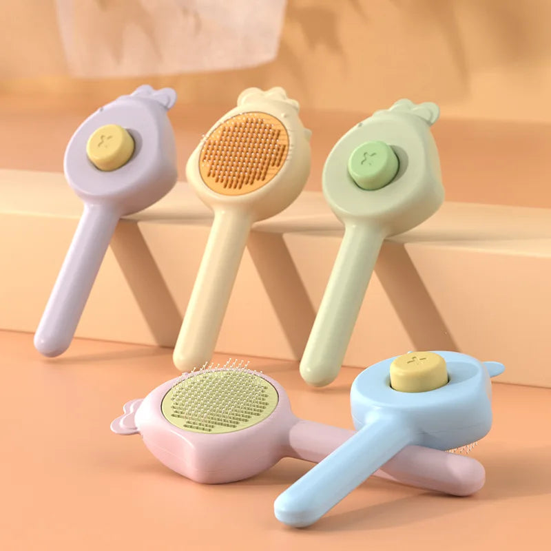 Cat Comb Pet Hair Removal Brush Shedding Hair Clean Grooming Comb Tool Self-Cleaning Dog Cat Hair Removal Brushes