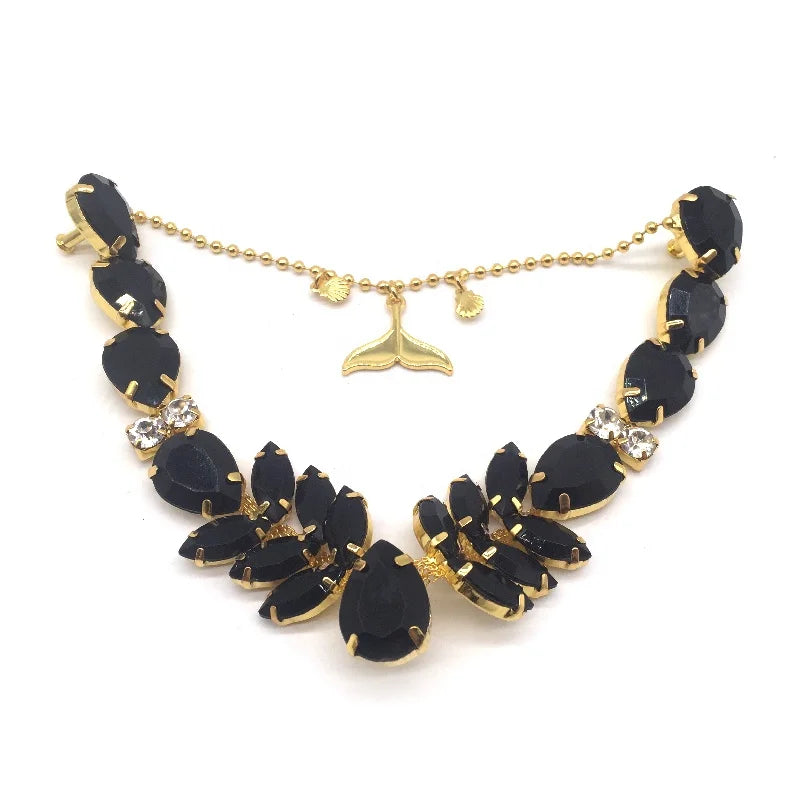 Hot Sale Acrylic Black Rhinestone Shoe Chain Buckle for Women Sandal Ornaments Accessories