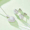 Fashion Luxury Moissanite Heart Pendant Stud Earrings and Necklace Fine Jewelry 925 Silver Women Jewelry Set