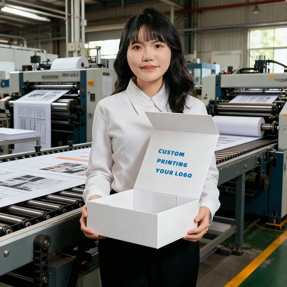 Custom Printed Logo Large Folding Flat Shoes Clothing Wig Dress Packaging Luxury Shipping Gift Paper Box With Magnetic Closure