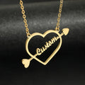 Qiuhan  Stainless Steel Love Cupid's Arrow Wear Heart Custom Name Nameplate Necklaces Couples Jewelry Gift