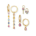 Gemnel Brass Jewelry Manufacturer Daily Wear Gold Plated Jewelry Brass Pendant  rainbow Zircon Jewelry Huggie Hoop Earring Sets