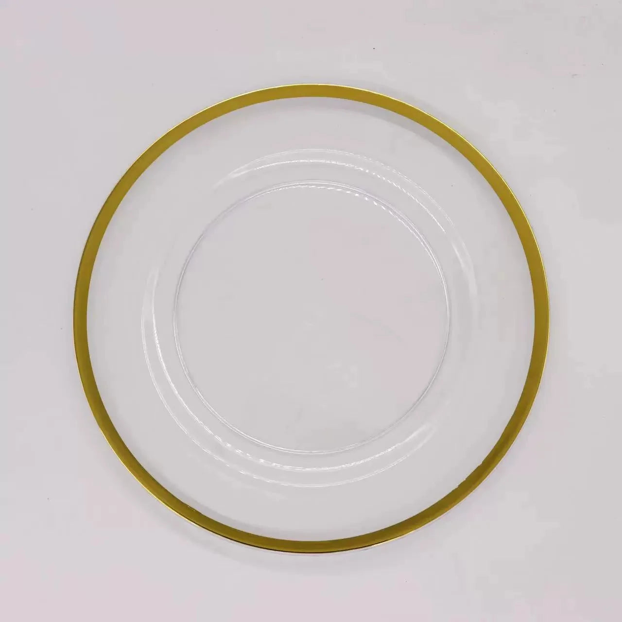 Transparent Plastic Main Plate for Wedding Hotels Parties Eco-Friendly for Foreign Trade Hot Stamping Process 100pcs