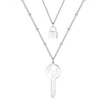 Double Layer Snake Chain Key Lock Pendant Stainless Steel Necklace Women's Jewelry Fashion Accessories Couples Party Necklace