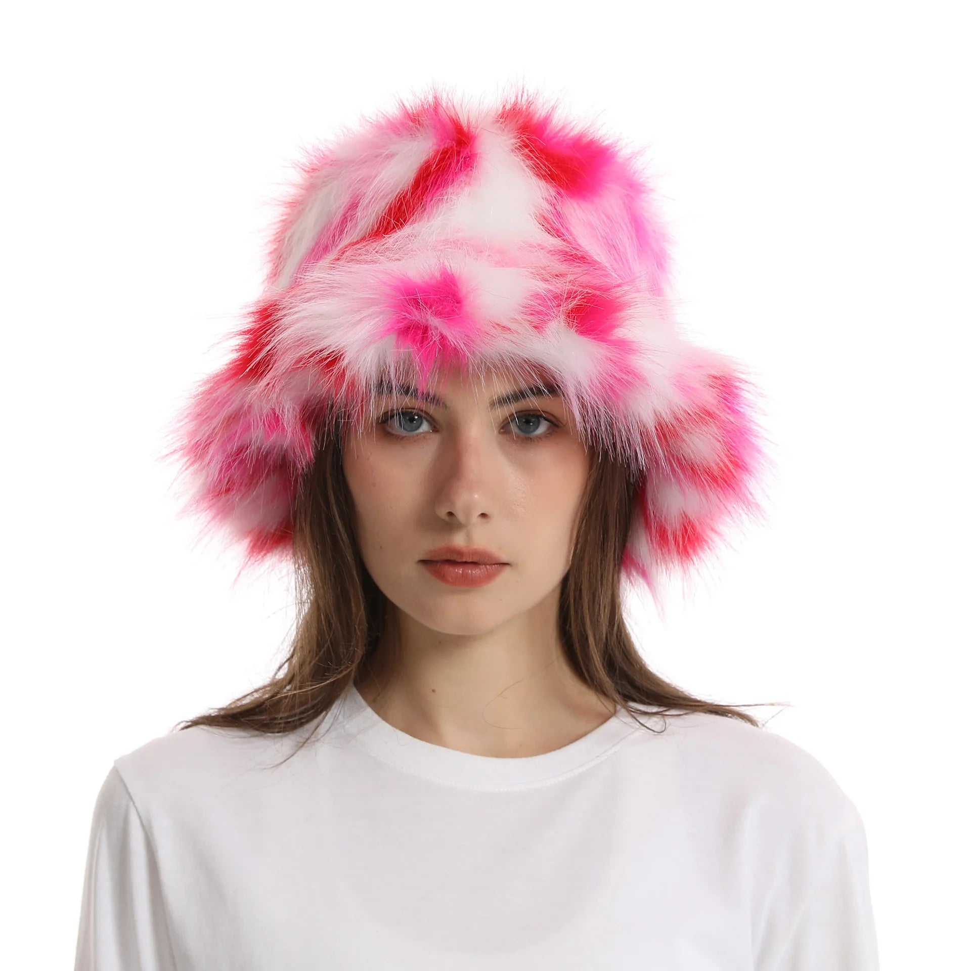 Wholesale Custom Logo Beach Featuring Designer Ladies Winter Warm Bucket Hat Fashion Cute Thick Color Furry Basin Fisherman Hat