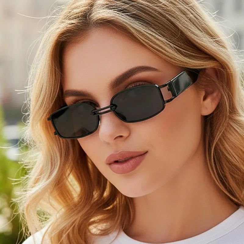 ADE WU STY9111A Trendy Rectangle Metal Frame Sunglasses Hip Hop Punk Sunglasses Custom Glasses for Men Women