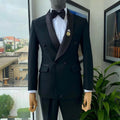 Elegant Double Breasted Men Suits Black Men Simple Clothes Full Sleeves Outdoor 2-Piece Travel Blazer Pant Tuxedos