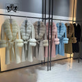 Janefur New Fashion Fox Fur Collar Long Cashmere Wool Coat With Double Fox Fur Sleeves Elegant Ladies Wool Fur Coat