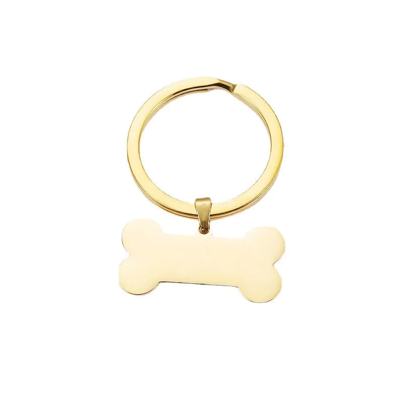 Blank Pet Name Engraved Dog Bone Key Chain Key Holder Tags Company Name Letter Waterproof Metal Keyring With Logo