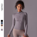 Women Yoga Fitness Outdoor Running Workout Zipper Breathable Training Coat Zip up Quick Drying Long Sleeve Sports Yoga Jacket