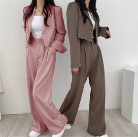 Enyami Boutique Spring Fall New Fashion 3XL Office Leisure Blazer Tops Pants Suit Ladies Casual Co Ord Matching Sets