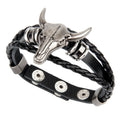 Hot Selling Forever Punk Rock Black Ball Bull Head Braided Leather Bracelet Trendy Non-Mainstream Unisex Wedding Fashion Charm