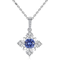 Fashion Jewelry Blue/Green Simulated Gemstone 925 Sterling Silver Flower Pendant Necklace for Women Wife Mom Girlfriend Gifts