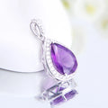 Abiding Fashion Rhodium Plated Custom Pendant Jewelry Natural Amethyst Gemstone 925 Sterling Silver Pear Pendant