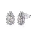Fine Jewelry 925 Sterling Silver Birthstone Square Cut Zircon Geometric Stud Earrings for Women
