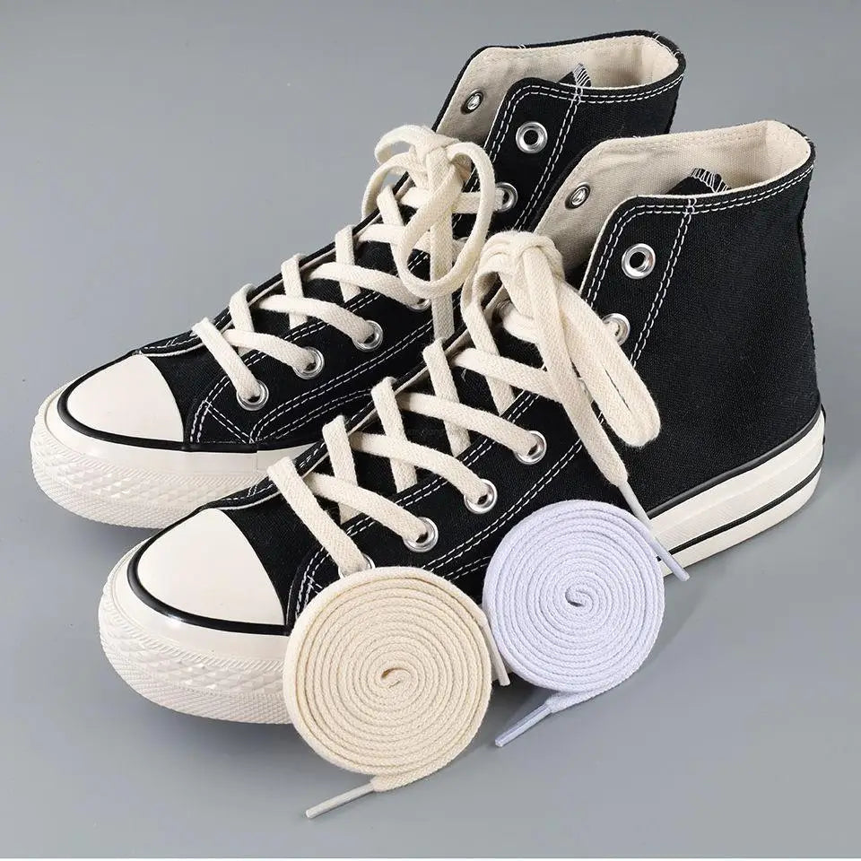 Cotton Flat Shoelaces Sneakers Canvas Shoe Laces Women Men Shoelace White Black Beige Classic Laces for Shoes Strings
