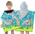 Cotton Printed Coral Velvet Kids Hooded Beach Towel - Antimicrobial Super Absorbent Poncho Towel