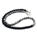 Fashion Natural Black tiger Eye Grey Gem Stone Beads Chain Men's Necklace Stone Jewelry Stones Beads Necklaces for Men Handmade