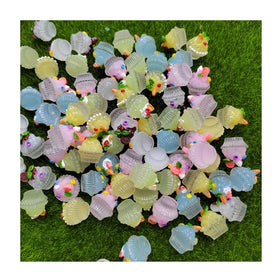Women's Children's Transparent Crystal Color Resin 3D Cup Cake Models Mini Food Cabochons DIY Pendants Key Chain Making