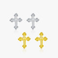 New Design Cross Stud Earring S925 Trendy Rhodium Plated 18K Gold Plated Stud Earrings for Woman Girls Gifts