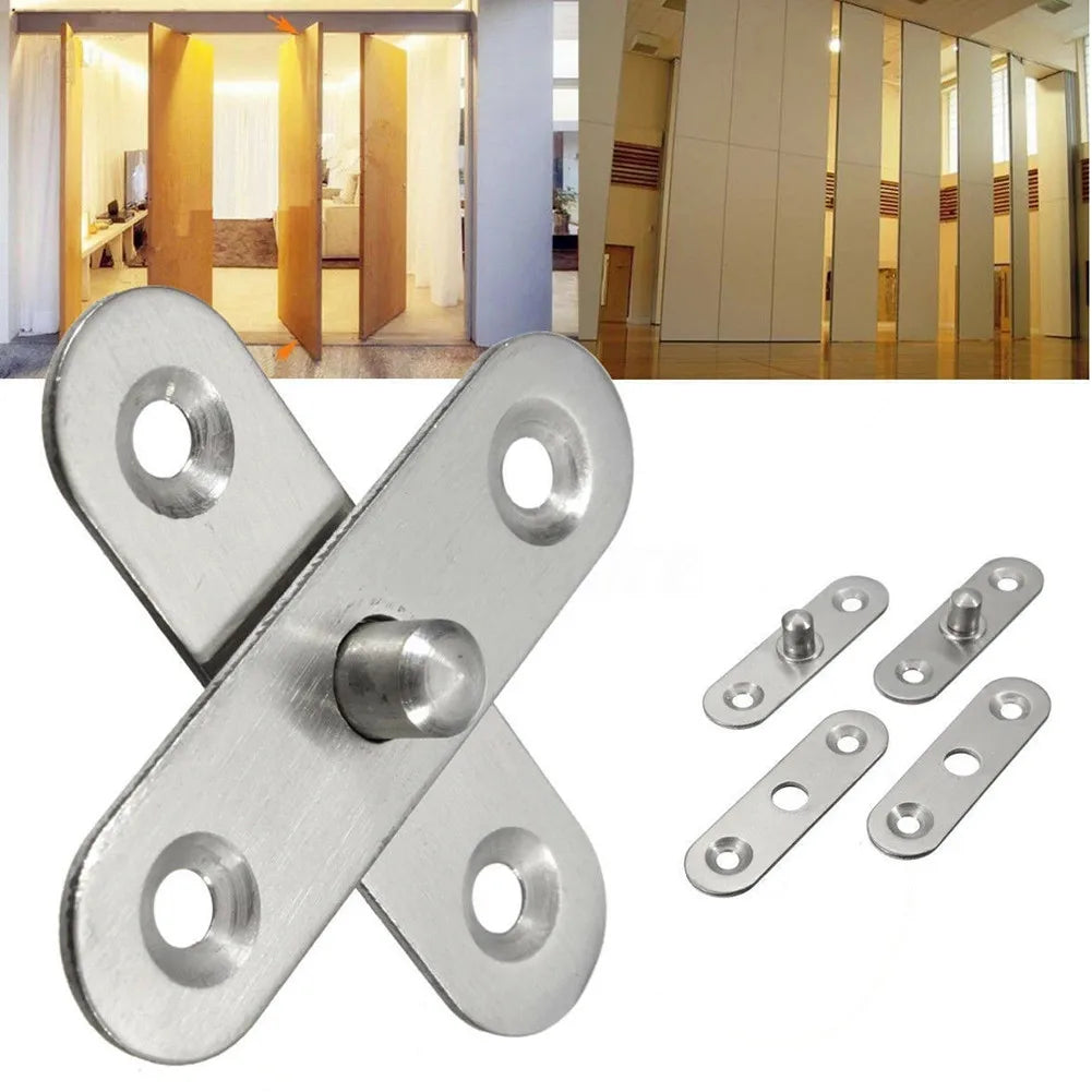 1 Set Stainless Steel 360 Degree Rotating Door Pivot Hinges for Kitchen Cabinets Furniture Packed in Bag