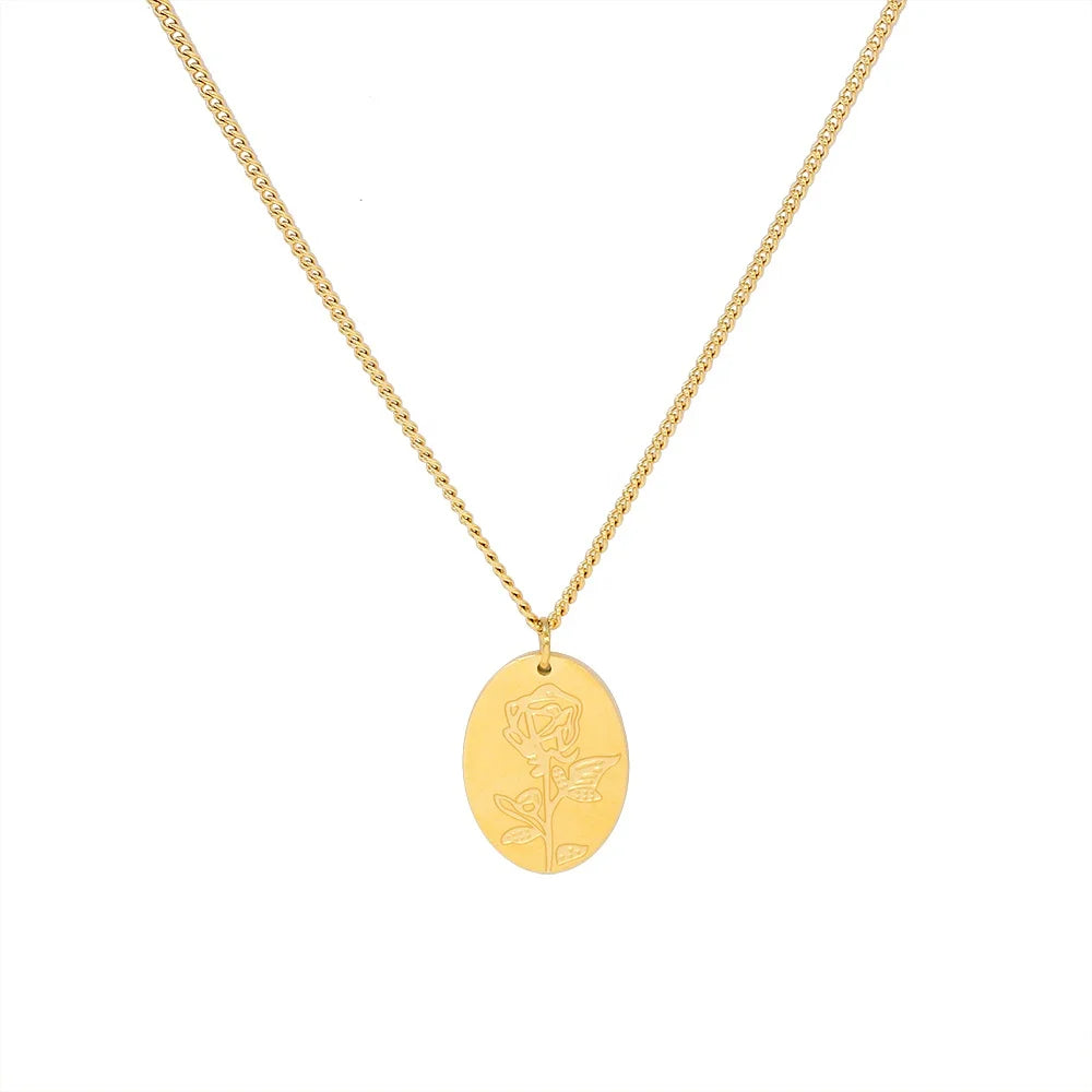 Delicate Trendy 18K Gold Plated Rose Flower Pattern Adjustable Length Slim Chain Pendant Necklace for Women Weekend Gathering
