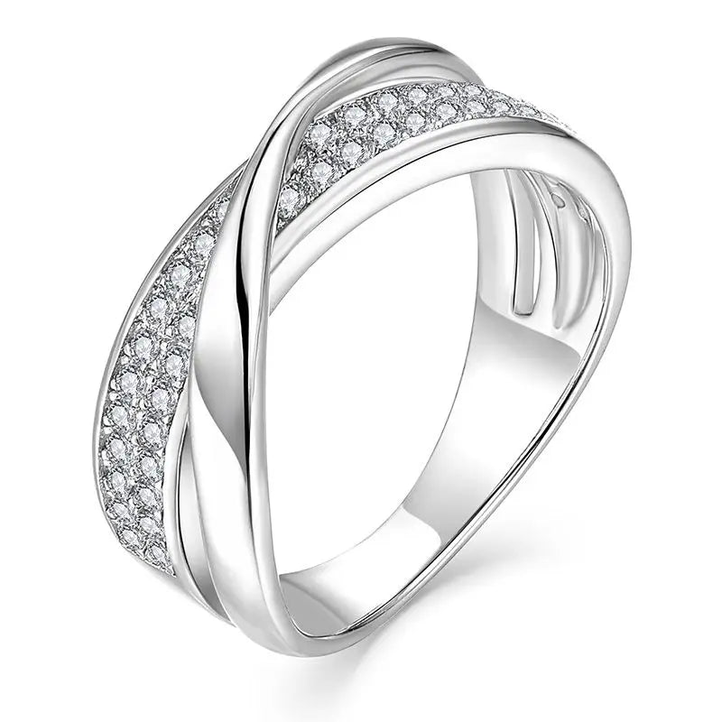 Fashion Jewelry Diamond Cross Ring Sterling Silver Big Ring With Charm 925 Eternity Ring