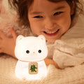 Mini Lovely Rechargeable LED Soft Touch Silicone Night Lamp Lucky Cat Cute Animals Bedside Night Light for Kids Birthday Gift