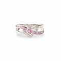 Two-Tone Heart Intertwined Stone Inlaid Women's Engagement Ring for Women Two-Tone Heart Paved Lucky Infinite Zircon Ring