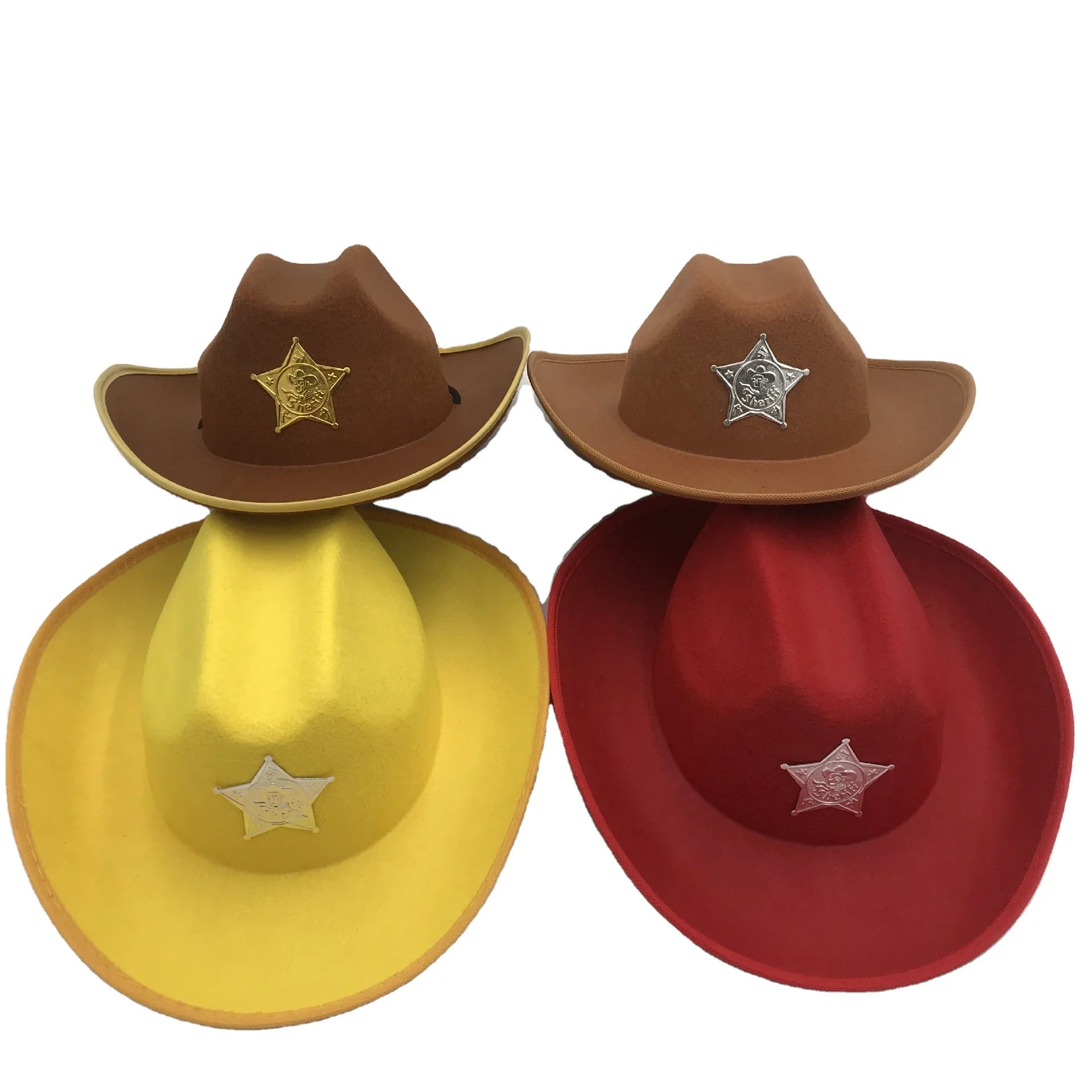 Ready to Ship Cowboy Sheriff's Hat for boys Novelty Children Western Cowboy Hats Kids with Badge for Birthdays Party Favors