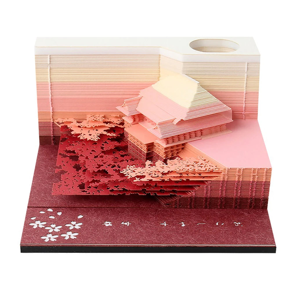 Custom Sticky Notes 3D Memo Note Pad with Pen Holder for Desk Temple for Home Decor Luxury Gift