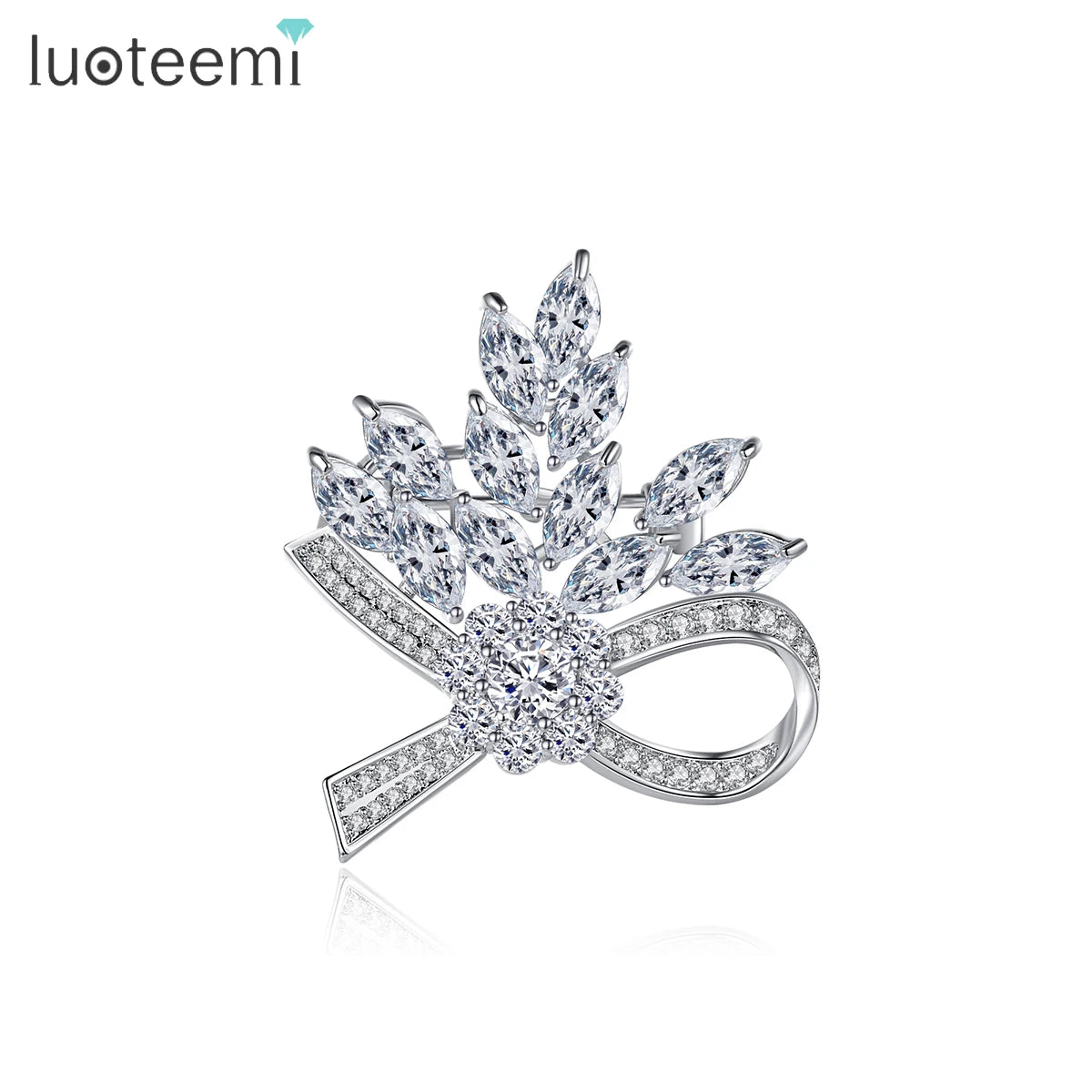 LUOTEEMI Designer Fancy CZ Crystal Zircon Broach Custom Jewelry Queen Set Lady Pin for Woman Brooch