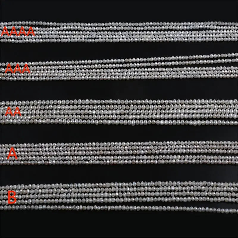 Zhuji Wholesale 3.5-4mm B-AAAA Grade Natural White Potato Pearl Strands