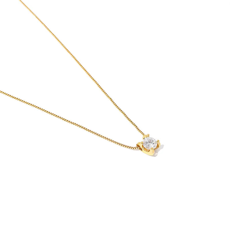 Korean Minimalist Round Zirconium Pendant Necklace Romantic Wedding Necklace Gift for Wife