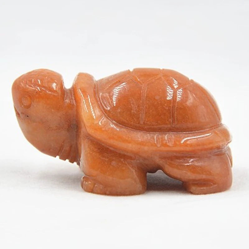 Huiying 2 inch Multiple Carved Gemstone Animal Sculpture Red Aventurine Stone Carving Turtle Statue