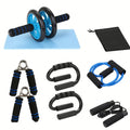 Abdominal Roller Wheel Kit with Push Bars Hand Gripper Jump Rope Knee Pad for Fitness Exercise Muscle Exercise Equipment