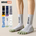 Good Quality Men's Professional Sports Fitness Cotton 5 Toes Socks Breathable Anti-odor Running Athletic Anti-Pilling Crew Socks