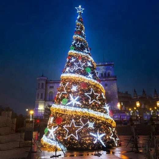 Luxury Large Christmas Decoration Giant Metal Frame  String Light Large Xmas Tree 3D Giant LED Christmas Tree