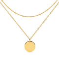 2025 Simple Double Layer Necklaces Round Pendant Necklace Gold Plated Stainless Steel Necklace Charm Jewelry for Women Girls