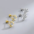 Beautiful Hollow Clover Stud for Girls 925 Sterling Silver Gold Plating Round Zircon Cartilage Earrings Wholesale