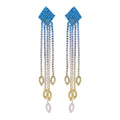 Rhinestone Tassel Earrings for Women Silver Crystal Fringe Earrings Long Tassel Bling Earrings