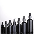 Obrou Black Glass Dropper Bottles for Serum 5ml-100ml with Screw-On Closure & Custom Logo